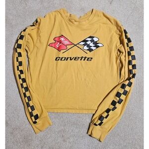 Corvette Flags Crop Long Sleeve T-Shirt Size Small